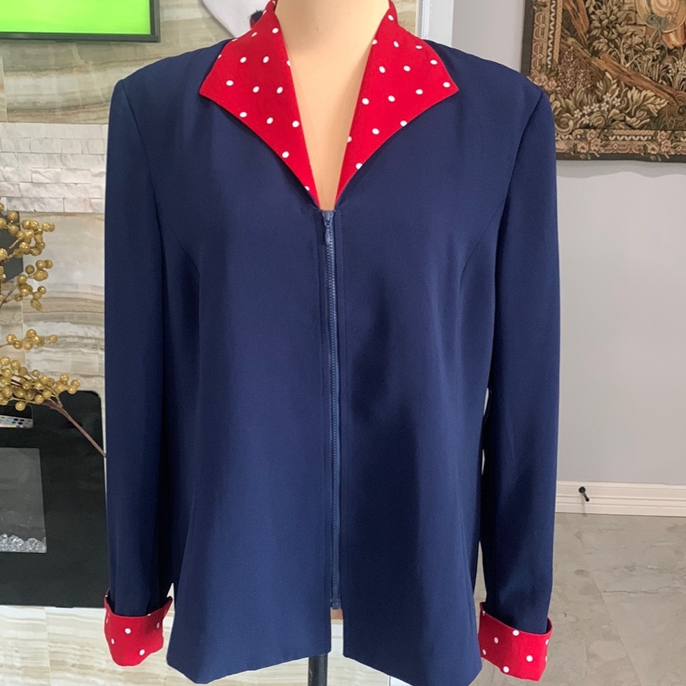 Drapers & Damons Vintage 90’s‎ does 60’s Navy Full Zip Blazer Size 14 (860)